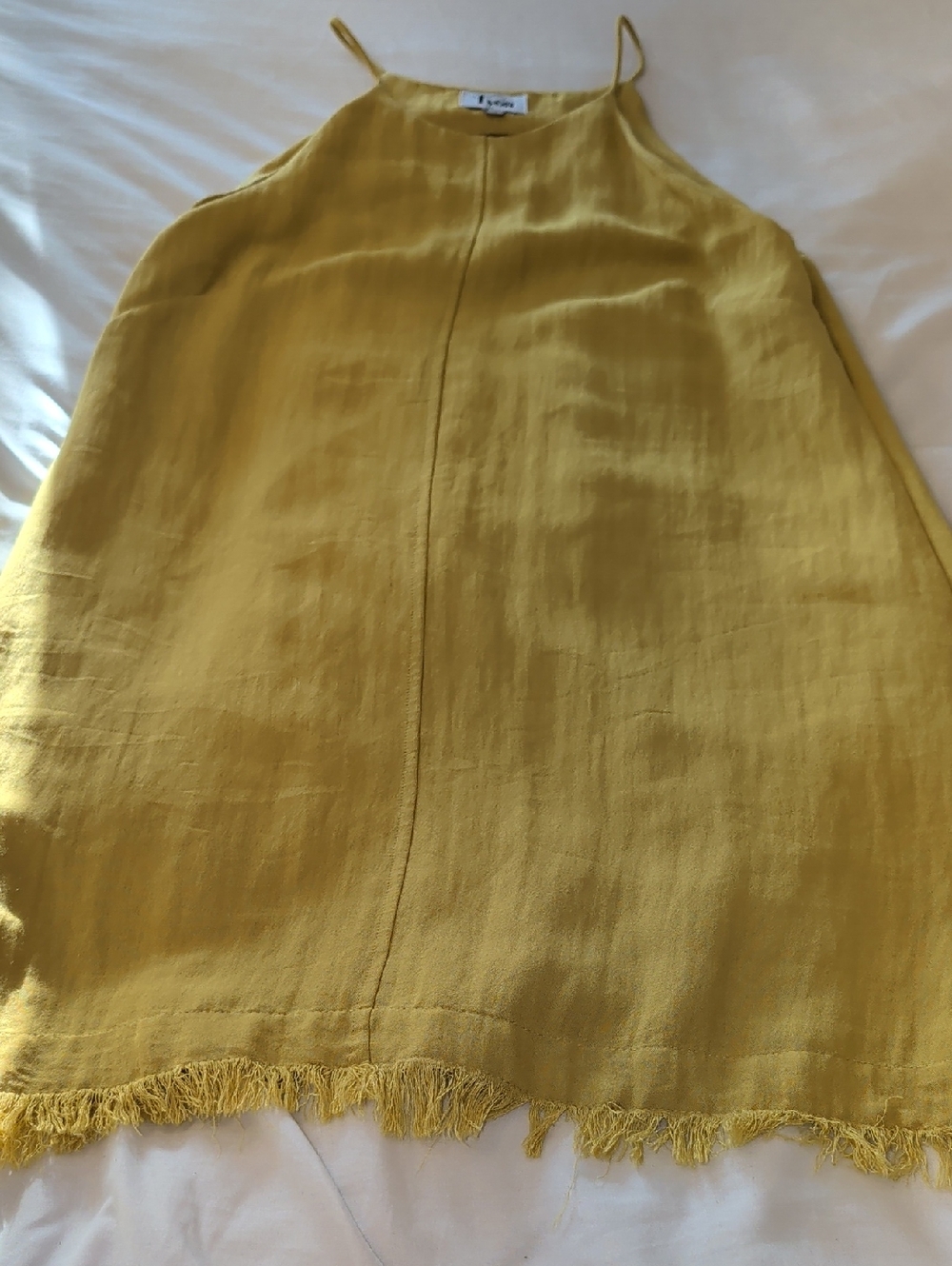 Mustard Yellow  Fringe Slip Dress
